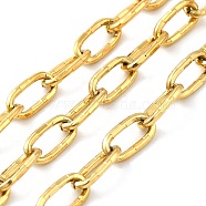 Ion Plating(IP) 304 Stainless Steel Textured Oval Link Chains, Cable Chains, Soldered, with Spool, Golden, 12x6x1.5mm(CHS-K017-01G)