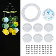 DIY Flat Round Wind Chime Making Kits, Including Silicone Molds, Aluminum Tube, Acrylic Beads and Crystal Thread, White, 59pcs/set(DIY-P028-21)