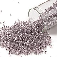 TOHO Round Seed Beads, Japanese Seed Beads, (353) Lavender Lined Crystal, 11/0, 2.2mm, Hole: 0.8mm, about 1110pcs/bottle, 10g/bottle(SEED-JPTR11-0353)