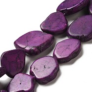 Synthetic Turquoise Dyed Beads Strands, Nuggets, Purple, 22~32x19~26.5x6~10mm, Hole: 1.2mm, about 15~16pcs/strand, 15.83~16.34''(40.2~41.5cm)(G-E594-25G)