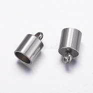 304 Stainless Steel Cord Ends, Stainless Steel Color, 10x6mm, Hole: 2.3mm, Inner Diameter: 5mm(STAS-P161-06-5mm)