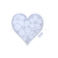 Valentine's Day DIY Heart Cup Mat Silicone Molds, Resin Casting Molds, For UV Resin, Epoxy Resin Craft Making, Flower Pattern, White, 102x102x10mm, Inner Diameter: 96x98x8mm(PW-WG26162-07)