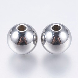 Tarnish Resistant 201 Stainless Steel Beads, Solid Round, Stainless Steel Color, 12mm, Hole: 3mm(STAS-F195-022P)