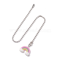 Resin Ceiling Fan Pull Chain Extenders, with Iron Ball Chains, Rainbow, 335mm, Pendant: 22x26x5mm(FIND-JF00128-03)