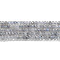 Natural Labradorite Beads Strands, Faceted, Rondelle, 3x2mm, about 170pcs/strand, 15.5 inch(39.37cm)(G-L587-B01-01)