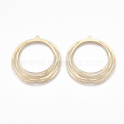 Brass Pendants, Etched Metal Embellishments, Ring, Light Gold, 31.5x30x0.3mm, Hole: 1.2mm(KKC-T001-22KC)