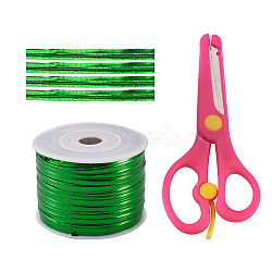 Pandahall Plastic Wire Twist Ties, with Iron Core and Stainless Steel & ABS Plastic Scissors, Green, 4x0.2mm, about 100yards/roll, 1roll(AJEW-TA0017-18A)