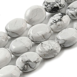 Natural Howlite Beads Strands, Flat Oval, 10x8x5.5mm, Hole: 0.8mm, about 39pcs/strand, 15.47''(39.3cm)(G-M420-D04-01)
