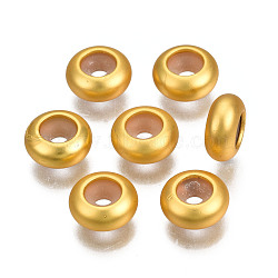 Rack Plating Alloy Beads, Cadmium Free & Lead Free, with Rubber, Slider Stopper Beads, Ring, Matte Gold Color, 8.5x4mm, Hole: 2mm(ENAM-N056-023)