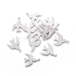 304 Stainless Steel Charms, Bird, Stainless Steel Color, 14x11.5x0.4mm, Hole: 1.2mm(X-STAS-P236-14P)