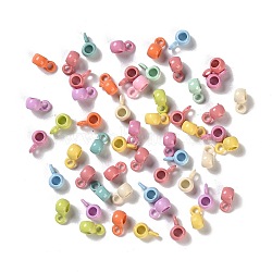 Spray Paint Alloy Pendant Tube Bails, Mixed Color, 7x3x4mm, Hole: 1.4mm and 2.2mm(PALLOY-H145-03)