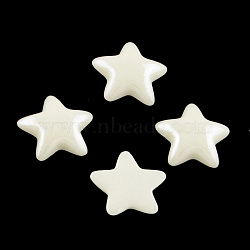 Pearlized Plated Opaque Glass Cabochons, Star, White, 7.5x8x2mm(PORC-R139A-23)