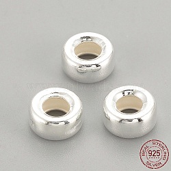 925 Sterling Silver Beads Spacers, Ring, Silver, 6x3mm, Hole: 2.5mm(STER-S002-18)