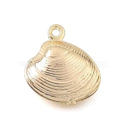 Brass Charms, Textured Shell Shape Charms, Golden, 15x13.5x4mm, Hole: 1.2mm(KK-CBA2395-09G-01)