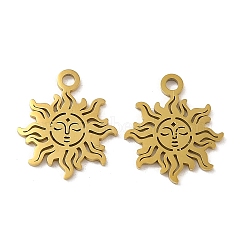 Ion Plating(IP) 304 Stainless Steel Charms, Laser Cut, Sun Charm, Golden, 15x13x1mm, Hole: 1.5mm(STAS-J042-04G)