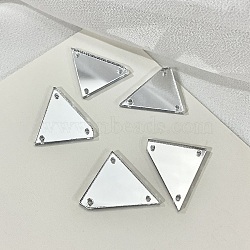 Sew On Mirror Rhinestones, Trapezoid Acrylic Pieces, with Holes for Costume Evening Dresses Clothing Wedding Dress Decoration, Silver, 18x20x1.3mm, Hole: 1.2mm(DIY-WH0304-635H)