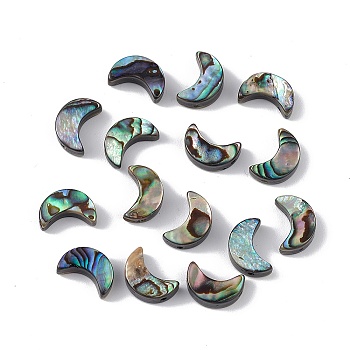 Natural Abalone Shell/Paua Shell Beads, Moon, Colorful, 10x7x3mm, Hole: 0.9mm