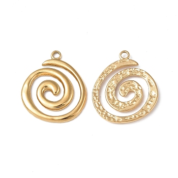 Ion Plating(IP) 304 Stainless Steel Pendants, Vortex Charm, Real 18K Gold Plated, 23x19.5x2mm, Hole: 1.8mm