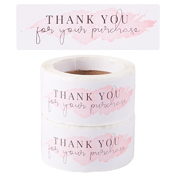 2 Rolls Self-Adhesive Paper Gift Tag Youstickers, Rectangle Thank You Stickers Labels, for Small Business, Pink, 2.9x6x0.01cm, 120pcs/roll