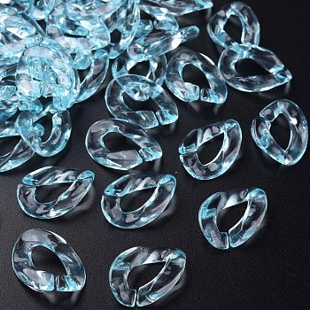 Transparent Acrylic Linking Rings, Quick Link Connectors, for Cable Chains Making, Twisted Oval, Light Sky Blue, 23.5x16.5x4.5mm, Inner Diameter: 6.5x13mm, about 666pcs/500g