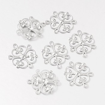 Flower 316 Surgical Stainless Steel Filigree Joiners, Chandelier Components, Stainless Steel Color, 19x17x1mm, Hole: 2x1mm