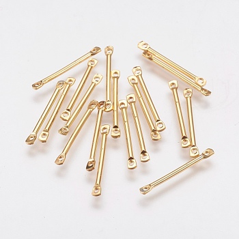 Brass Links, Long-Lasting Plated, Bar, Real 18K Gold Plated, 22x2x1mm, Hole: 1mm