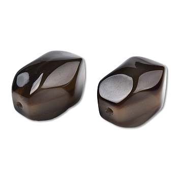 Resin Beads, Imitation Gemstone, Faceted Hexagon, Saddle Brown, 30x22.5x22.5mm, Hole: 2.7~3.1mm