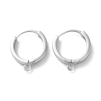 Brass Hoop Earrings Findings, with Horizontal Loops, Platinum, 18x3mm, hoie:1.6mm.