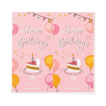 Rectangle Happy Birthday Theme Paper Stickers, Self Adhesive Sticker Labels, for Envelopes, Bubble Mailers and Bags, Cake Pattern, 10.3x10.7x0.01cm, 50pcs/bag