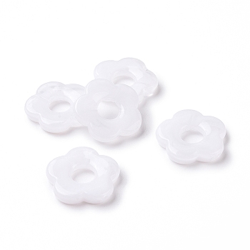 Opaque Acrylic Beads, Flower, White, 25.5x26x4.5mm, Hole: 1.6mm, about 240pcs/500g