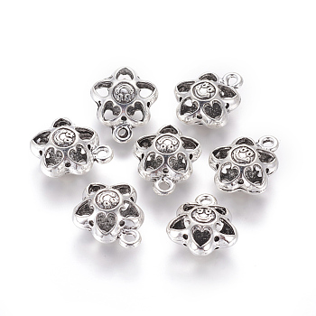 Hollw Tibetan Style Alloy Pendants, Flower with Smile Face, Antique Silver, 24.5x20.5x10.5mm, Hole: 2.5mm