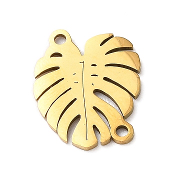 304 Stainless Steel Connector Charms, Hollow Links, Golden, Leaf, 16.5x13.5x1mm, Hole: 1.4mm