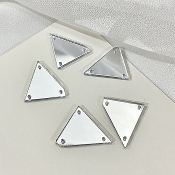 Sew On Mirror Rhinestones, Trapezoid Acrylic Pieces, with Holes for Costume Evening Dresses Clothing Wedding Dress Decoration, Silver, 18x20x1.3mm, Hole: 1.2mm