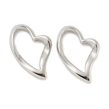 304 Stainless Steel Heart Linking Rings, Stainless Steel Color, 12.5x12.5x2mm