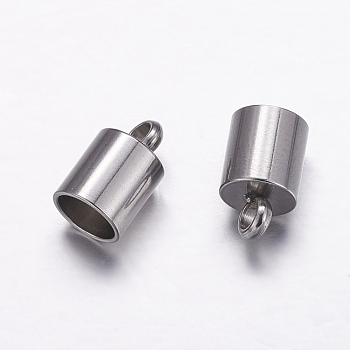 304 Stainless Steel Cord Ends, Stainless Steel Color, 10x6mm, Hole: 2.3mm, Inner Diameter: 5mm
