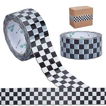 Adhesive BOPP Packing Tape, Printing Shipping Decorative Tape, for Sealing Boxes, Tartan Pattern, Black, 5cm