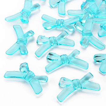 Transparent Acrylic Beads, Bowknot, Light Blue, 20x34x5.5mm, Hole: 1.8mm, about 435pcs/500g