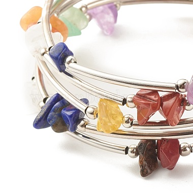 5-bracelets enveloppants en perles de pierre mélangées naturelles à boucles pour femmes(BJEW-JB01517-11)-4