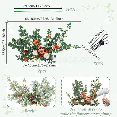 1 Set Plastic Artificial Flower & Leaf(AJEW-GA0009-94)-2