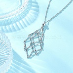 304 Stainless Steel Empty Macrame Pouch Pendant Singapore Chain Necklaces, with Brass Slider Beads, Stainless Steel Color, 29.57 inch(75.1cm)(NJEW-JN05284-03)