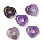 Natural Amethyst European Beads, Heart Large Hole Beads, 15x15~15.5x4.5~5mm, Hole: 6mm(G-C252-01J)