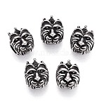 304 Stainless Steel European Style Large Hole Beads, Tiger, Antique Silver, 11x13x9mm, Hole: 5mm(STAS-T072-105AS)