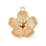 Brass Pendants, 3D Flower Charms, Real 18K Gold Plated, 19.5x17x7mm, Hole: 1.4mm(KK-D263-01G-05)