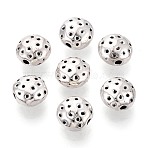 Textured Tibetan Style Alloy Beads, Flat Round, Antique Silver, 7.5x8x5mm, Hole: 1.5mm, about 454pcs/500g(PALLOY-N187-09AS)