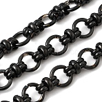 304 Stainless Steel Ring Link Chains, Unwelded, with Spool, PVD Vacuum Plating, Long-Lasting Plated, Black, 12x7.5mm(CHS-K024-15EB)