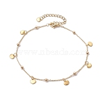 Brass Cable Chain Anklets, Satellite Chains, Heart Charm Anklets, Golden, 8-7/8 inch(22.5cm)(AJEW-AN00601-03)