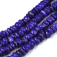 Natural Trochid Shell/Trochus Shell Beads Strands, Dyed, Flat Round, Medium Blue, 5~10x1~7mm, Hole: 1mm, about 94pcs/strand, 14.96''(38cm)(SHEL-S258-081-B03)