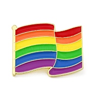 Pride Rainbow Enamel Pins, Golden Alloy Brooch, Flag, 19x25x1.5mm(JEWB-Z011-01C-G)