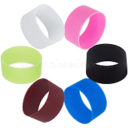 6Pcs 6 Colors Silicone Nonslip Heat Resistant Reusable Cup Sleeve, Mug Cup Sleeve, Round Column, Mixed Color, 66x58mm, Inner Diameter: 62.5mm, 1pc/color(SIL-GF0001-08)