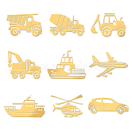 9Pcs Nickel Custom Self-adhesive Picture Stickers, Independence Day Metal Decals, Golden, Vehicle, 40x40mm(DIY-WH0450-203)